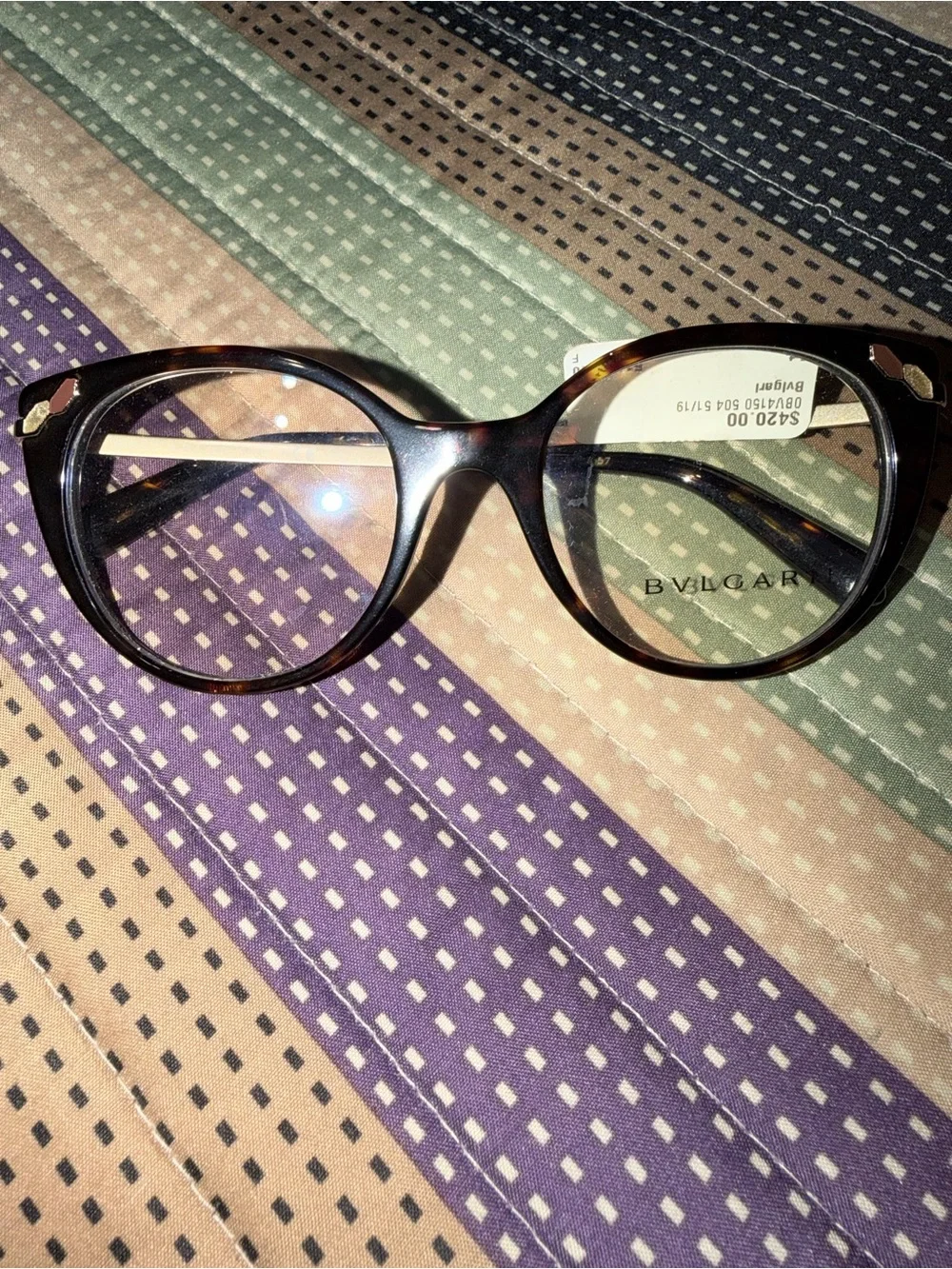 Bvlgari Women's Dark Tortoiseshell Round-Edge Glasses
